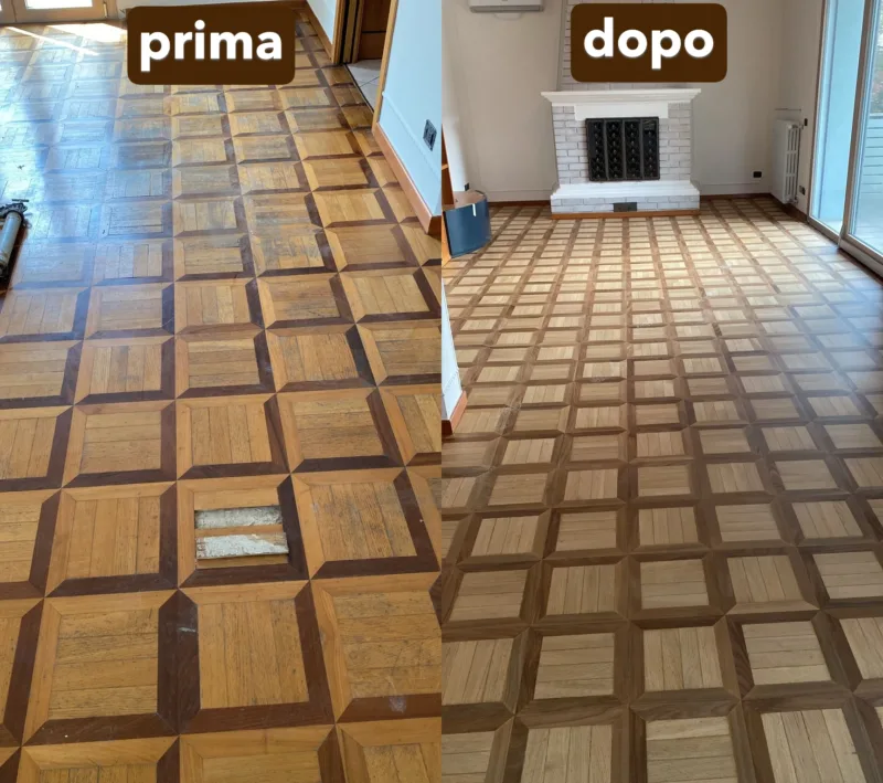levigatura parquet prima e dopo
